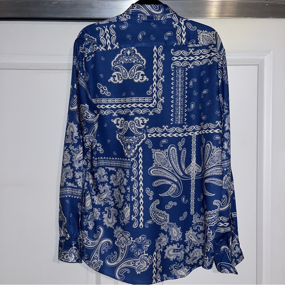8 by Yoox blue paisley print shirt - Picture 2 of 5
